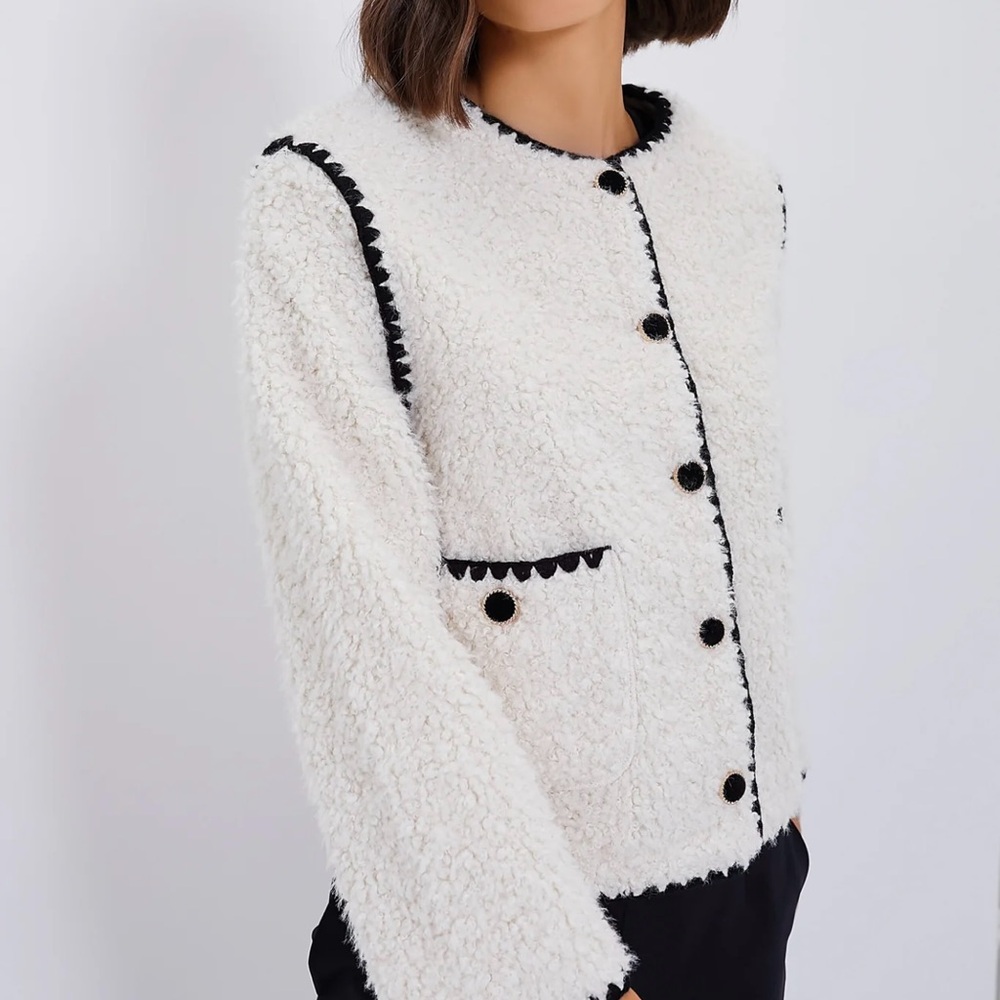 Tuckernuck White Textured Blazer with Black Accents